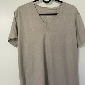 Everlane Light Gray/Beige Hemp V-Neck Top XS